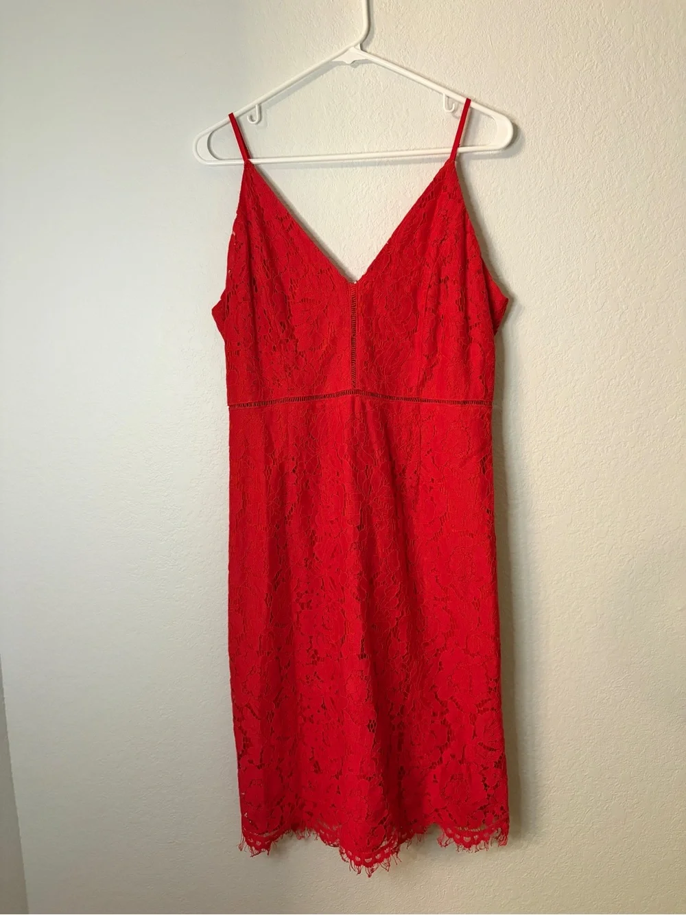 Astr The Label Red Lace Spaghetti Strap V Neck Sheath Dress Size XL